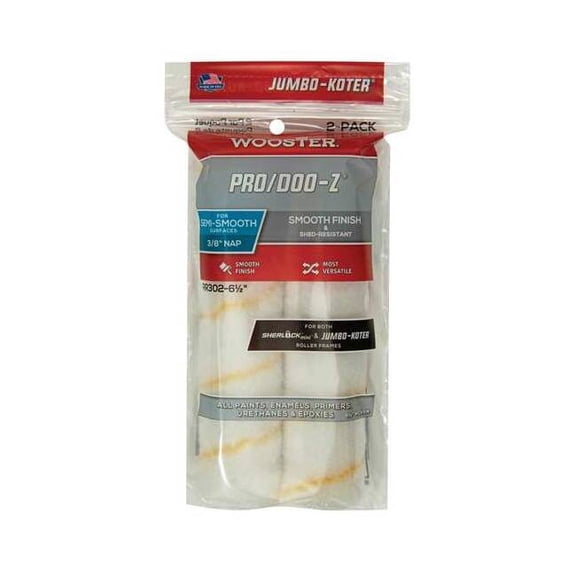 Wooster 6-1/2" Mini Paint Roller Cover, 3/8" Nap, Woven Fabric RR302-6 1/2