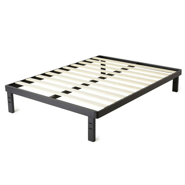 Black Metal Platform Bed Frame, Queen Size Metal And Wood Bed Frame
