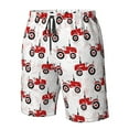 Adobk Red Wheeled Tractors Print Men's Swim Trunks Hawaiian Bathing