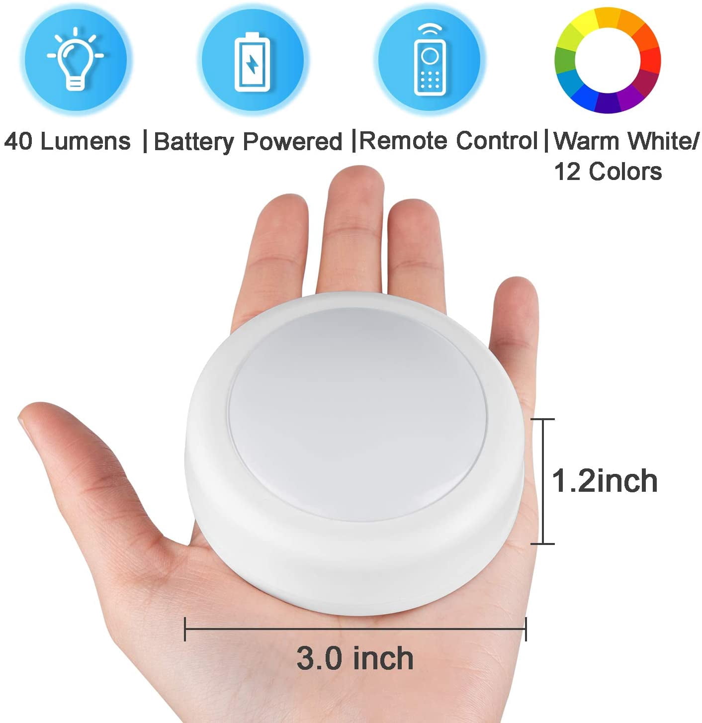 LNKOO LED Puck Lights with Remote Control,Wireless Under Cabinet Lighting,Battery Powered Lights,Stick on Lights,Color Changing Lights with Dimmer and Timer, AA Battery Operated Closet Light,6 Pack