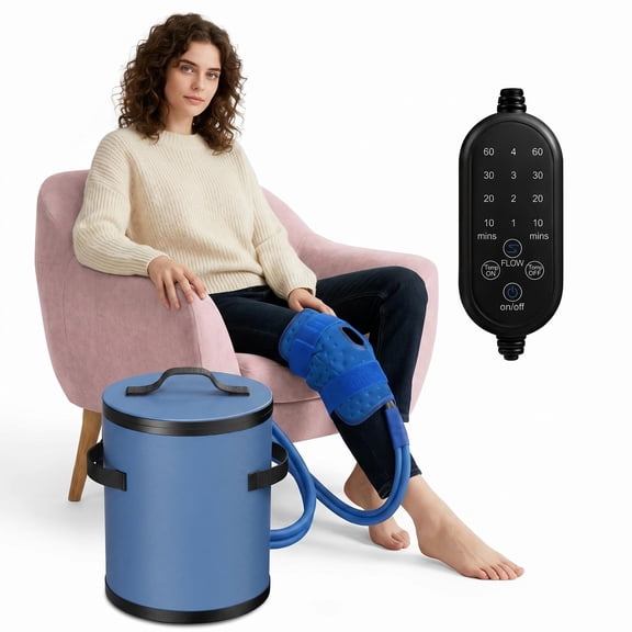 Cold Therapy Machine, Ice Machine for Knee After Surgery, cryotherapy Systerm with Pump, Adjustable Timer, Ideal for Knee Replacement Recovery, ACL,Swelling, Sprains, and Other Injuries (Blue)