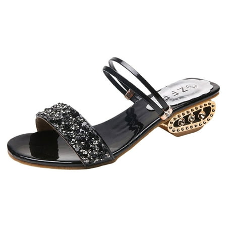 

Jungdeepe Summer Rhinestone Sequins With A Straight Strap Fashionable For Wearing In Europe And America One Shoe Two Sandals For Women Womens Dress Sandals Size 11 Wide Beach Sandals for Women Leather