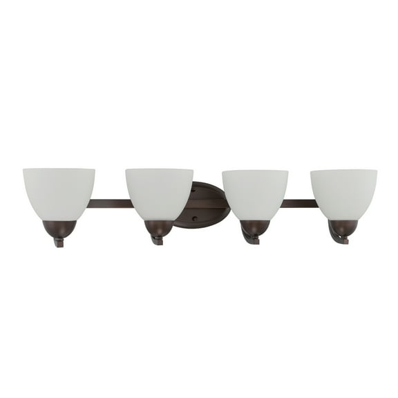 F16094-64-Sunset Lighting-Preston - 4 Light Wall Sconce   Provincial Bronze Finish with Opal Etched Glass