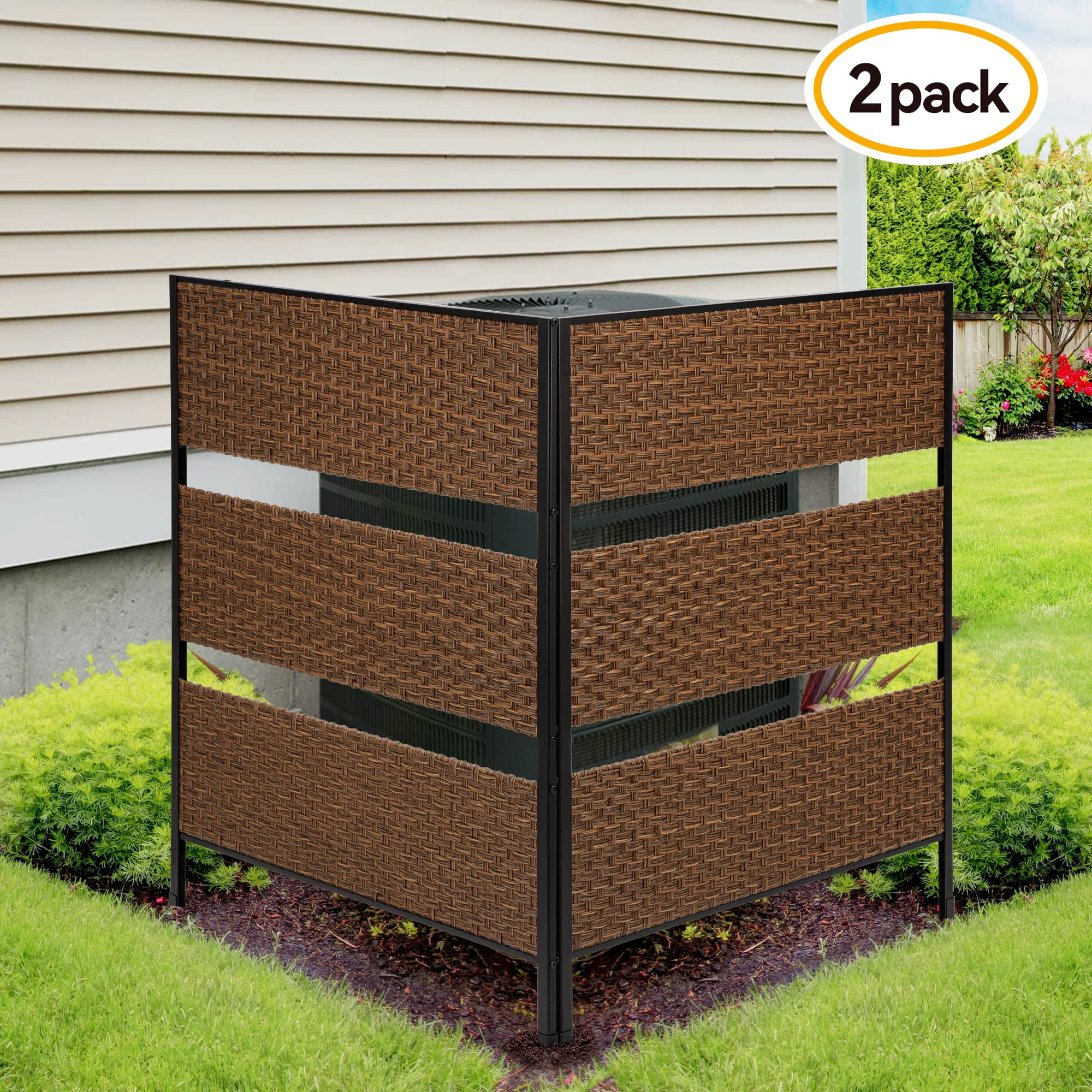 CREATIVE HOBBIES Rattan Air Conditioner Fence Privacy Screen, Trash Can