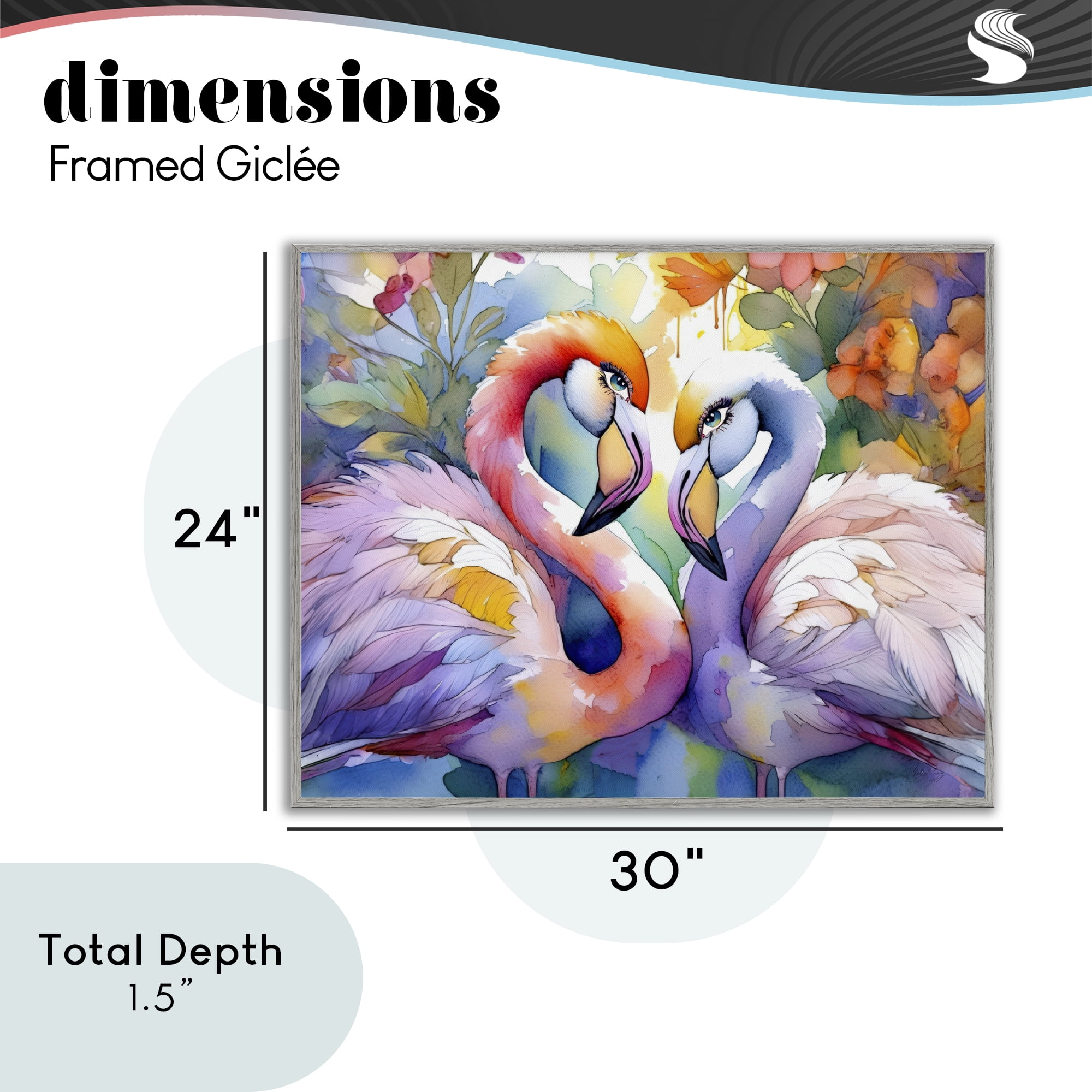 Stupell Industries Flamingo Love Pair Gray Framed Giclee Art, design by Shelly Craig