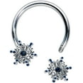 thumbnail image 2 of Body Candy 16G 3116L Stainless Steel Horseshoe Circular Barbell Blue Snowflake Horseshoe Septum Ring 3/8, 2 of 5