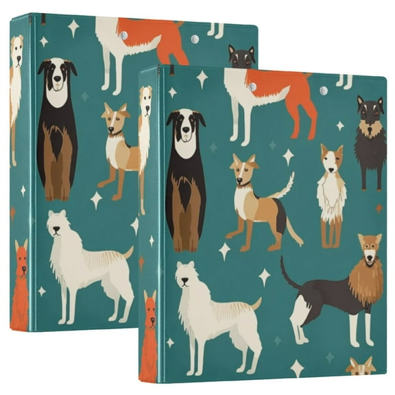 Cute Dogs Hardcover 3 Ring Binder 1.5 inch Round Rings with Interior Pockets Binders Organizer Office School 1 Pack