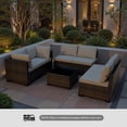 thumbnail image 6 of Patio Furniture Set 7 Piece - All-Weather - Wicker Rattan Patio Outdoor Conversation Set, Modular Sectional Sofa for Backyard, Garden, Poolside, Balcony, Porch, Patio,Brown/Khaki, 6 of 6
