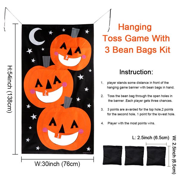OurWarm Pumpkin Bean Bag Toss Game Halloween Throwing Games with 3 Bean Bags Pumpkin Castle Moon Bean Bag For Kids Toys Games