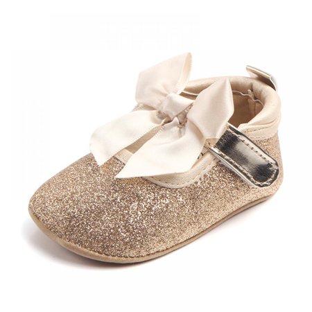 

Xmarks Baby Girls Mary Jane Flats Soft Sole Infant Moccasins Floral Sparkly Toddler Princess Dress Shoes Gold 0-6M