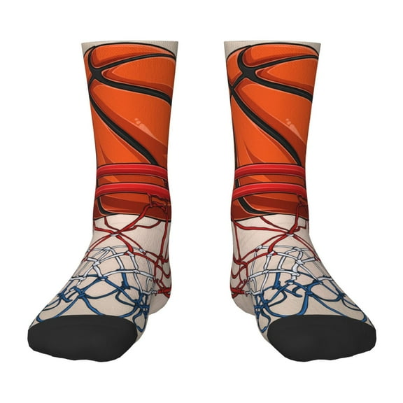 Honeii Basketball Shot Print Children's Colorful Socks,Unisex Kids and Toddlers' Cushioned Sock,Kids Athletic Crew Socks,for Everyday Wear and Sports