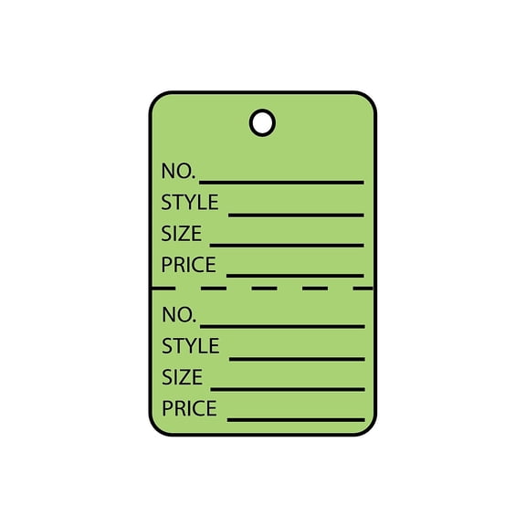 Box Partners G26013 1.25 x 1.87 in. Green Perforated Garment Tags - Case of 1000