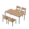 thumbnail image 3 of JOIVI 5 Piece Outdoor Dining Set, Stackable Rattan Chairs and 70" Metal Dining Table with WPC Tabletop, Outdoor Patio Furniture Set for 4 with All-Weather Chairs for Deck, Garden, Porch, 3 of 7