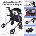thumbnail image 3 of All-Terrain Rollator Walker, Lightweight Foldable Seated Walker with Backrest & 8" Wheels for Seniors Adult,Purple, 3 of 7