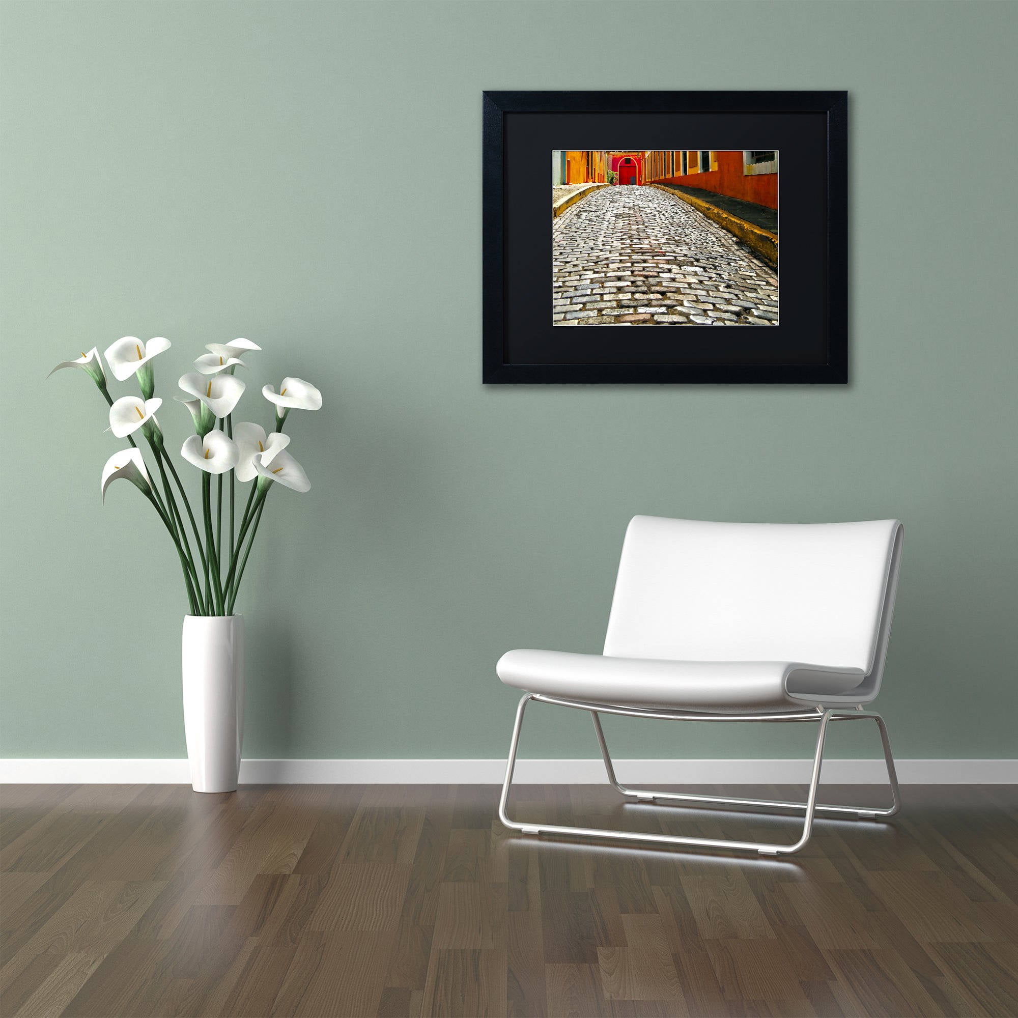 Trademark Fine Art "Old San Juan 14" Canvas Art by CATeyes, Black Matte, Black Frame