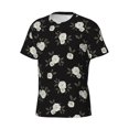 thumbnail image 3 of Yiaed Rose Flowers Print Mens Short Sleeve Tight Fit T-Shirt, Crewneck Casual Tee-XX-Large, 3 of 5