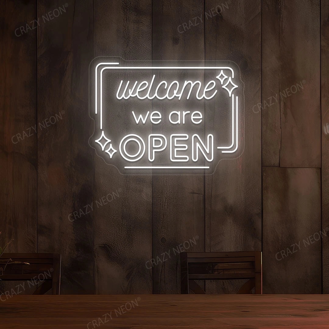 Welcome We are Open Sign (Purple, 42"(W)x31.5"(H))
