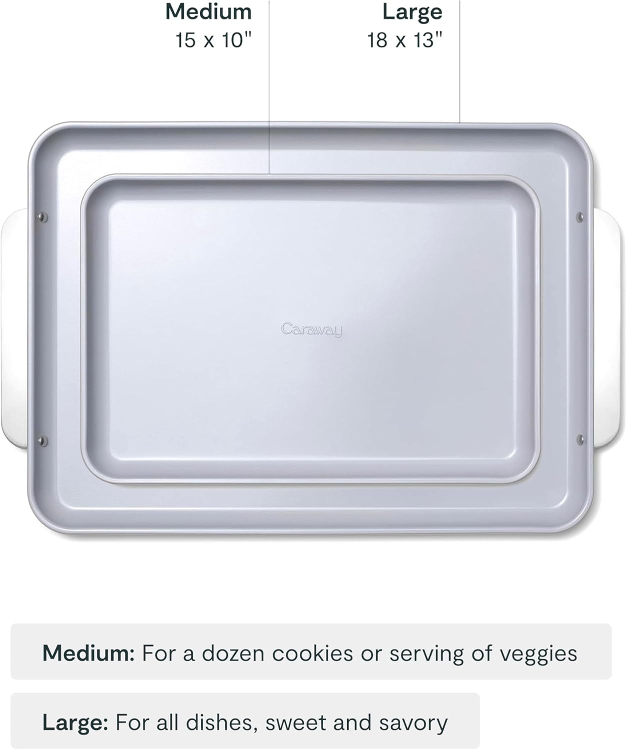 Caraway Non-Stick Ceramic Baking Sheet Duo - Naturally Slick Ceramic Coating - 18 x 13" Large & 15 x 10" Medium - Navy