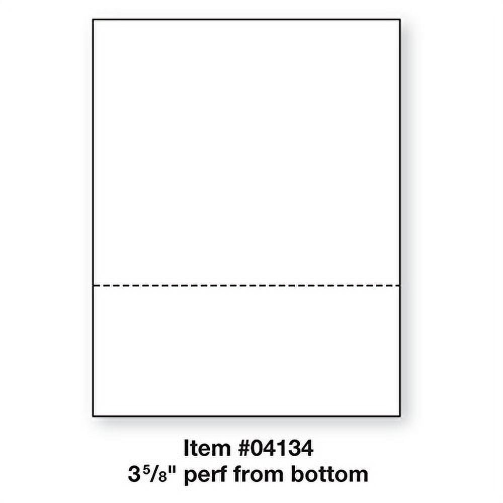 PrintWorks Professional Perfoated Paper for Statements, Invoices, Gift Certificates, Coupons and More, 8.5 x 11, 24 lb, 1 Horizontal Perf 3 5/8" From Bottom, 500 Sheets, White (04134)