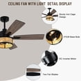 thumbnail image 5 of 52" Boho Ceiling Fans with Lights and Remote Control,Reversible Motor,5 Double Colour Blades,6-Speed Adjustable,Farmhouse Rattan Rustic Caged Ceiling Fan with Light for Living Room, Bedroom, 5 of 8