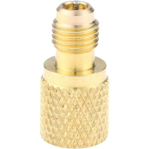 R134A Brass Adapter Fitting, 1/4" Male to 1/2" Female Refrigerant Tank Adapterr with Valve Core, Fits for AC Refrigerant System