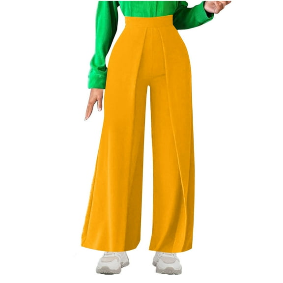 Lenpel Wide Leg Pants for Women Baggy High Waisted Pleated Front Business Casual Trousers Palazzo Lounge Pants