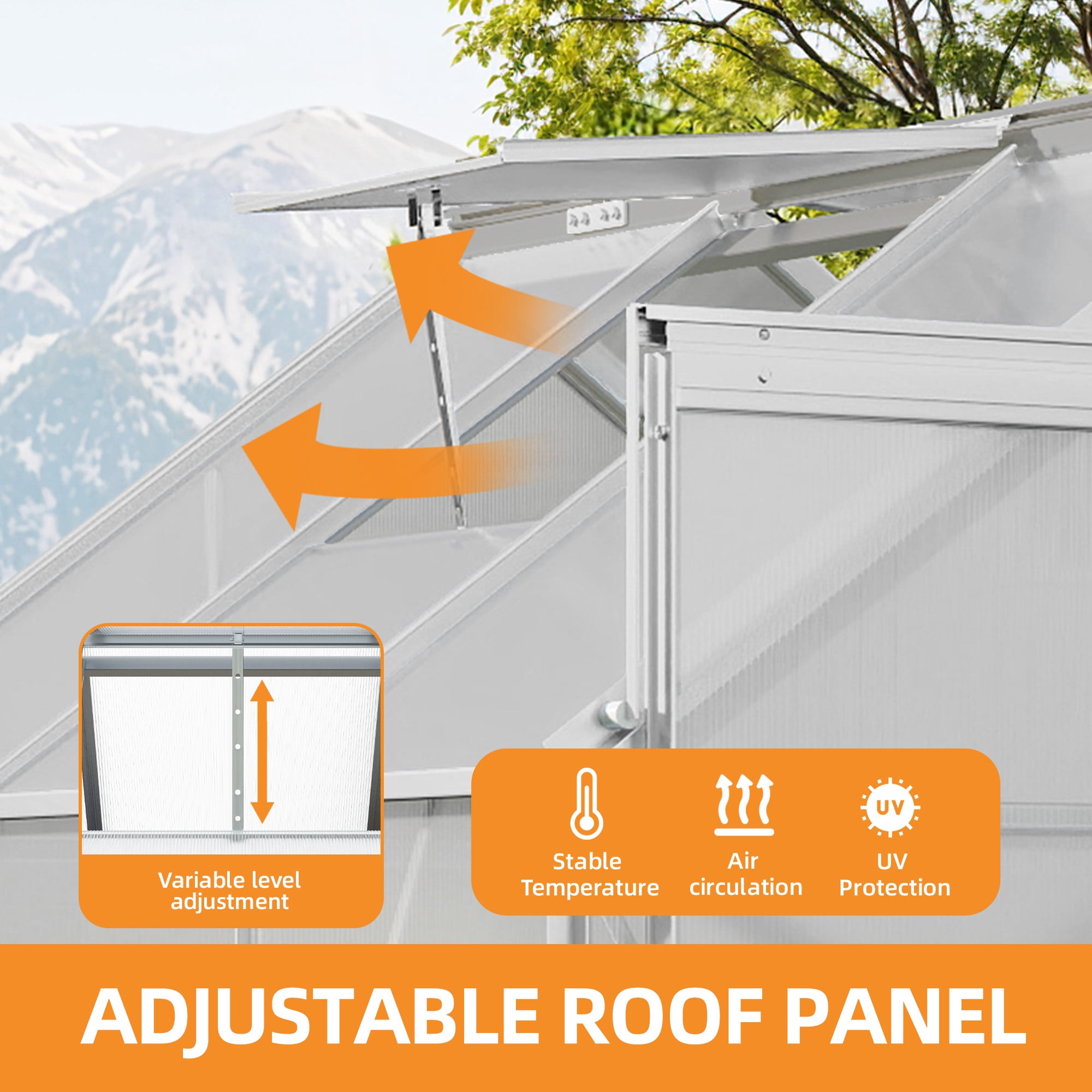 Dextrus 6x6FT Walk-in Robust Aluminum & Polycarbonate Greenhouse:for Outdoor Gardens
