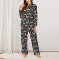 thumbnail image 2 of Honeii Reindeer print Women's Pajama Sets Long Sleeve Button Down Sleepwear Nightwear Soft Pjs Lounge Sets-, 2 of 7