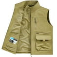 thumbnail image 2 of Handshe Men's Casual Vest, Solid Color Sleeveless Lightweight with Multi-Pockets, Lapel Collar Outdoor Workwear for Daily Use, 2 of 6