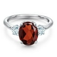 thumbnail image 3 of Gem Stone King 3.30 Ct Oval Red Garnet Sky Blue Aquamarine 925 Sterling Silver Ring (Size 5), 3 of 6