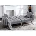 thumbnail image 5 of Gewnee 74"Velvet Upholstered Modern Convertible Futon, Adjustable Folding Sofa Bed, Guest Bed for Living Room Bedroom (Gray), 5 of 17