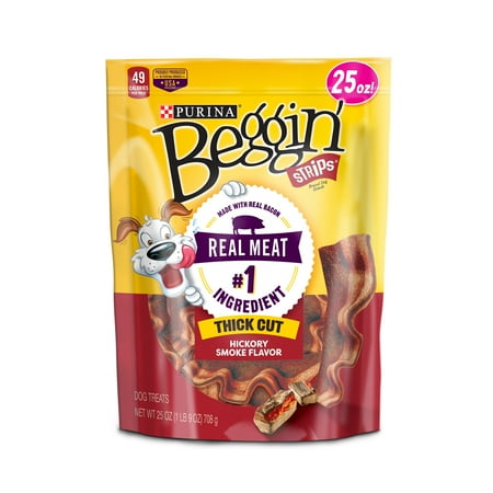 Hickory Flavor - Purina Beggin' Strips Thick Cut Hickory Smoke Flavor Dog Treats - 25 oz. Pouch