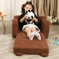 thumbnail image 4 of Kids Chairs for Toddler, 2-in-1 Toddler Soft Sherpa Couch Fold Out, Convertible Sofa to Lounger for Girls and Boys, Teddy Bear, Brown, 4 of 15