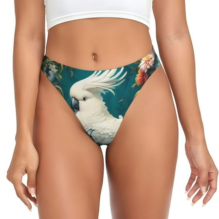 Adobk Tropical Parrot Floral Artwork Print Seamless Women Underwear Thongs No Show Ladies Thong No Line Breathable Comfortable Panties Undies for Women-X-Large