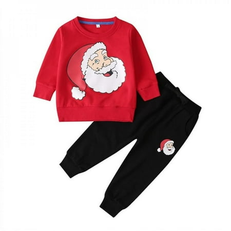 

Bullpiano Christmas Baby Clothing Boys Girls Christmas Santa Fawn Print Tshirt Trousers Pajamas Sleepwear Outfits Navidad Kids Baby Set