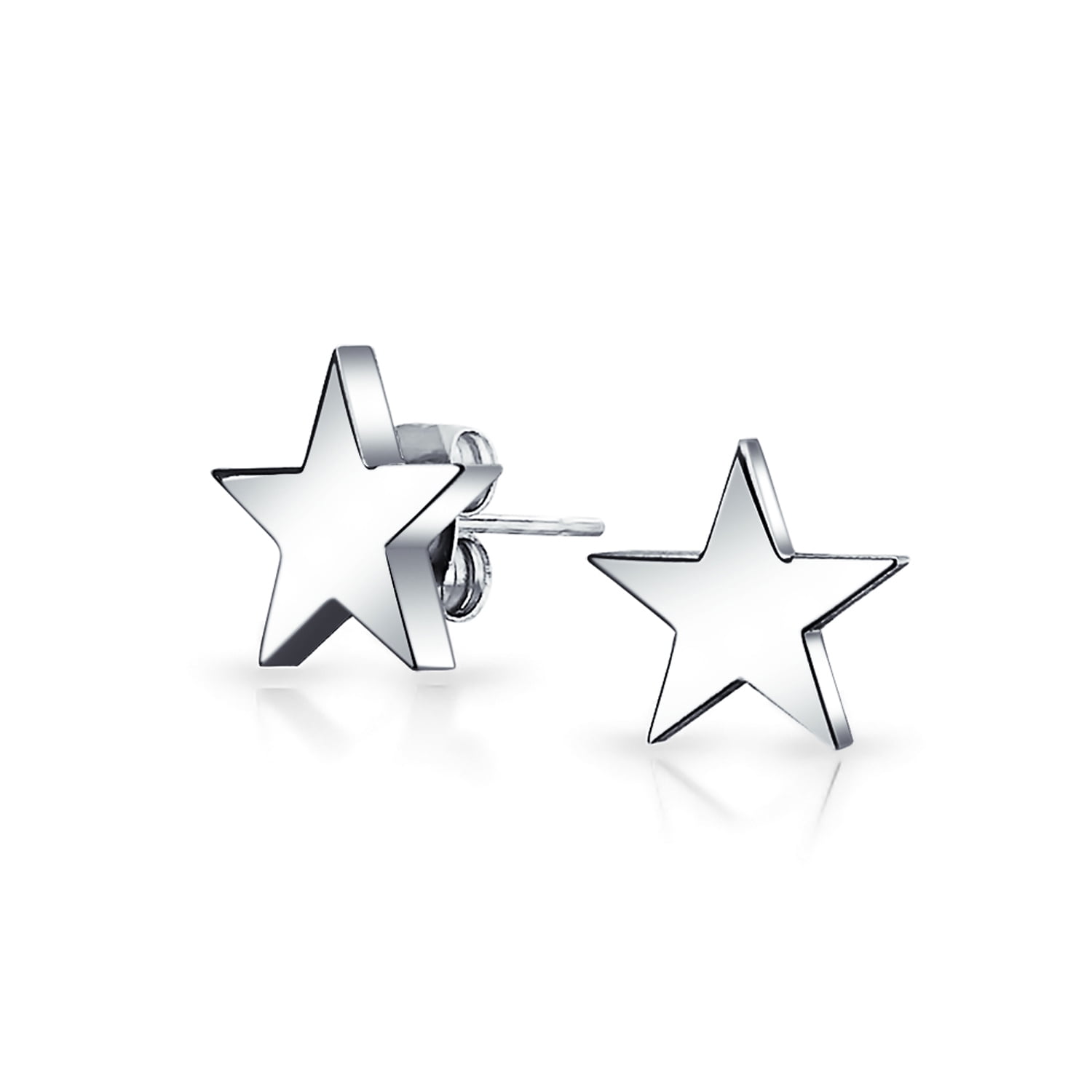 Personalize Simple Patriotic Celestial Star Stud Earrings For Men And Women Black Polished Finish Stainless Steel 10MM
