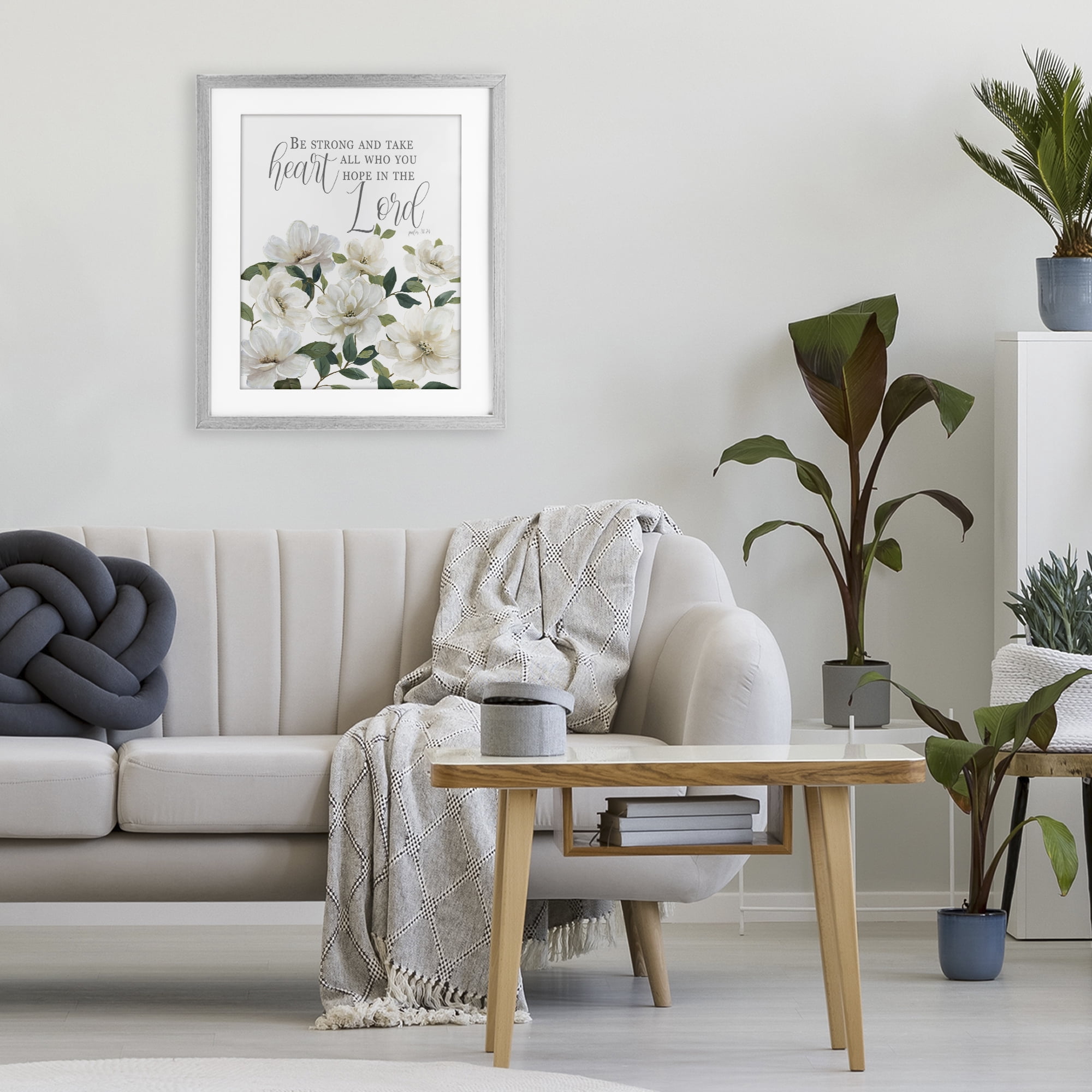 Stupell Industries Be Strong And Take Heart Gray Framed Print Under Glass, design by Nan