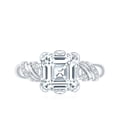 thumbnail image 5 of Rosec Jewels Asscher Cut Moissanite Engagement Ring 3.15 Carat - Vintage Inspired Ring for Women - D-VS1 Quality Certified, 14K White Gold, US 7.00, 5 of 9