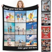 Custom Blankets with Photos Text Picture Blanket Personalized for Kids Adults Customized Blanket Gift for Christmas Birthday Valentines Mothers Fathers Day (6 Photos)