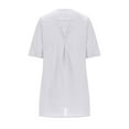 thumbnail image 5 of Kmdttou Women's Short Sleeve Loose Plain Dresses Women Solid Color Embroidered Round Neck Short Sleeved And Linen Dress, 5 of 9