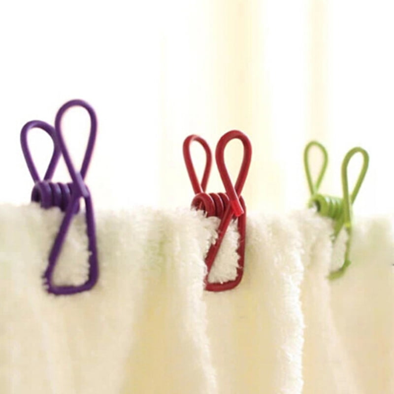 10Pcs Metal Clamp Clothes Laundry Hangers Strong Grip Washing  Pin Pegs Clips ER 