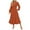 Brick Red, variant on Women Fall Maxi Dresses 2025 Long Sleeve V Neck Swiss Dots High Waisted A-Line Ruffle Boho Long Dress Vacation Purple, XL