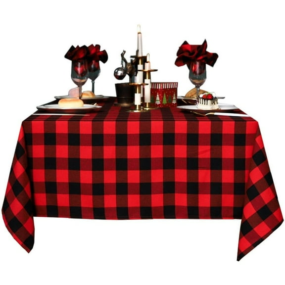 Red And Black Table Cloth Gingham Pattern Tablecloth Table Cover For Dining Room Washable Rectangular Table Cloth Christmas Holiday Decoration