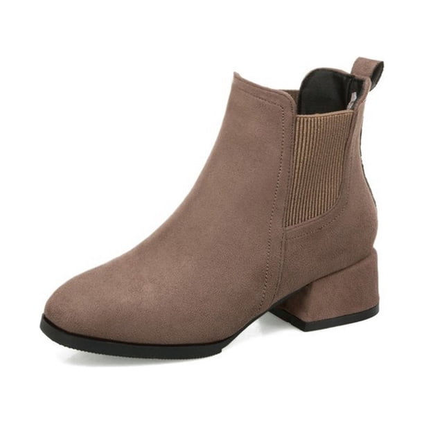 Botines Mujer Otoño Invierno Nuevas Botas De Tobillo chelsea Moda Gamuza Cuñas De Deslizamiento En Bota Corta Tacón Medio Talla Grande Zapatos De