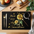 thumbnail image 2 of Sunflower Placemats Set of 6, Vintage Botanical Placemats for Dining Table, Place Mats for Kitchen Tabletop, Waterproof Wipeable Dining Table Mats Set, 2 of 9