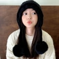 thumbnail image 6 of SikaFu Fashionable Face, Face, Face, Warm Knitted Hats, Autumn And Winter Outdoor Ear Protective Blades, Wool Ball Hats, Cute Tie Cap, 6 of 7