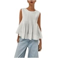 thumbnail image 2 of AUNVITO Women's Pleated Tank Top Sleeveless Round Neck Casual and Chic-Style Style, 2 of 5