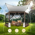 thumbnail image 6 of COBIZI 12'x12 Pop Up Gazebo 6-Sided Screen House Tent for Camping, Outdoor Instant Stargazing Gazebo Canopy with Awning 2.0, Portable Hub Tent with Netting, Screen Tent for Outdoor, Backyard, Brown, 6 of 13