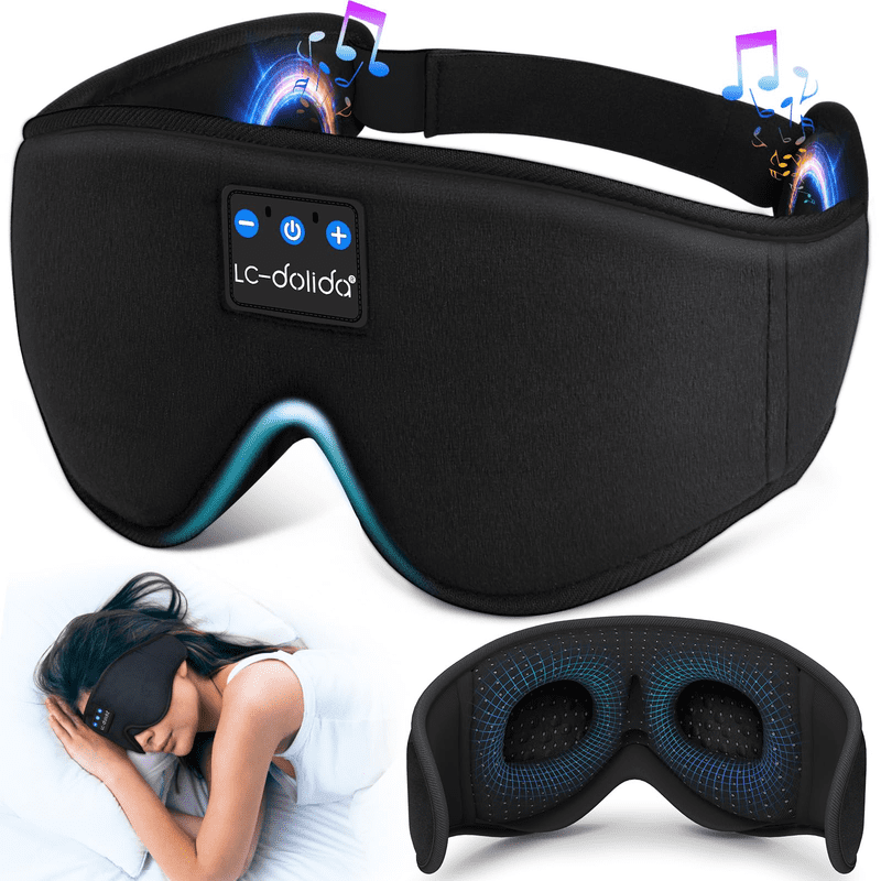 Sleep Headphones, 3D Sleep Mask Bluetooth Wireless Music Eye Mask, Sleeping Headphones for Side Sleepers Sleep Mask with Bluetooth Headphones Ultra-Thin Stereo Speakers Perfect for Sleeping