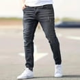 thumbnail image 2 of Yifymode Men's Slim Fit Skinny Jeans Distressed Moto Biker Denim Pants Hip Hop Stretch Straight Leg Flex Waist,Black XL, 2 of 6